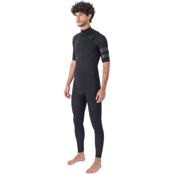 2025 Hurley Mens Air 2/2mm Chest Zip Short Sleeve Wetsuit MFS0013212 - Black